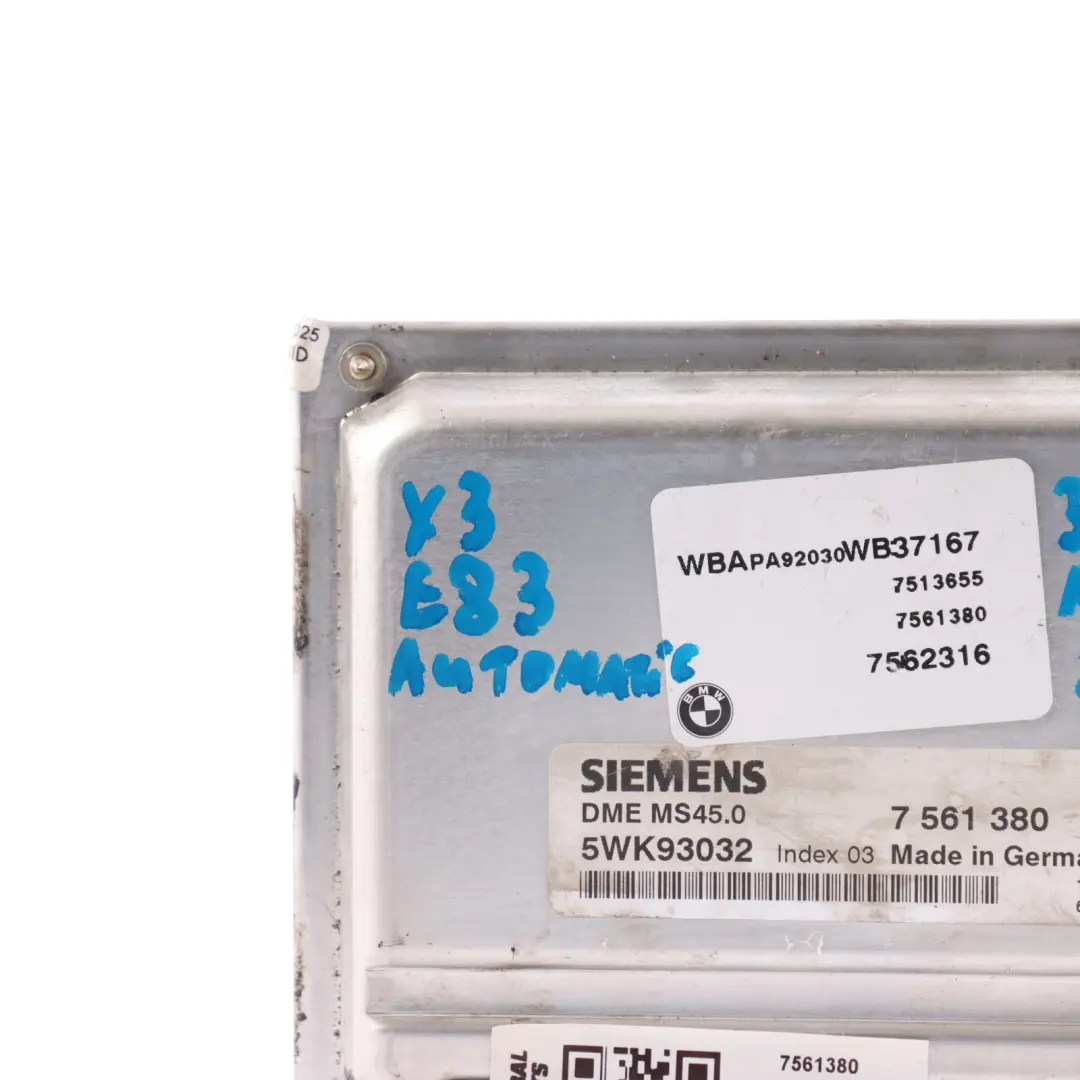 BMW X3 E83 3.0iX M54 231HP xDrive Engine Control Module ECU Automatic - SKU 7561380 - Part number 7561380