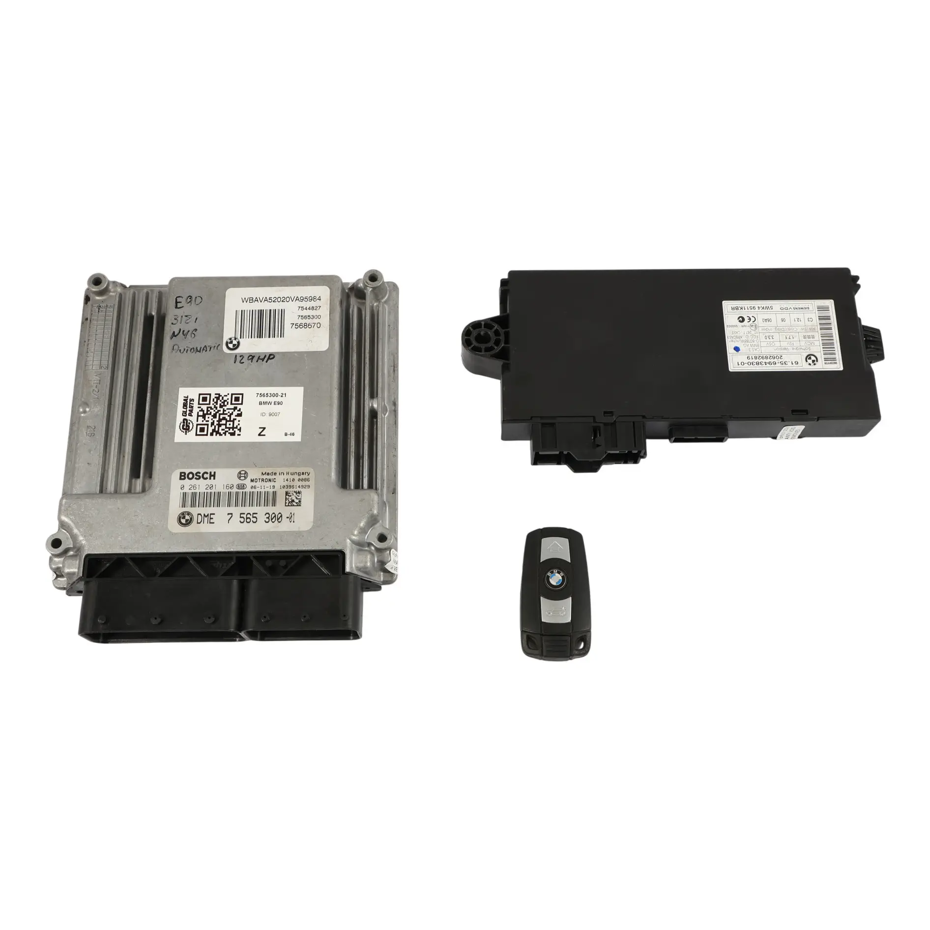 BMW E87 E90 118i 318i N46 129HP Moduł Silnika DME Zestaw 7565300 Automat