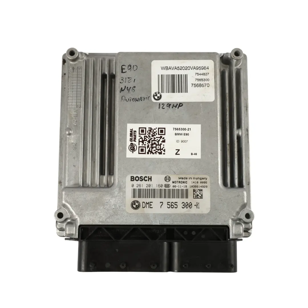 BMW E87 E90 118i 318i N46 129HP Moduł Silnika DME Zestaw Automat - SKU 7565300-21 - Numer Części 7565300