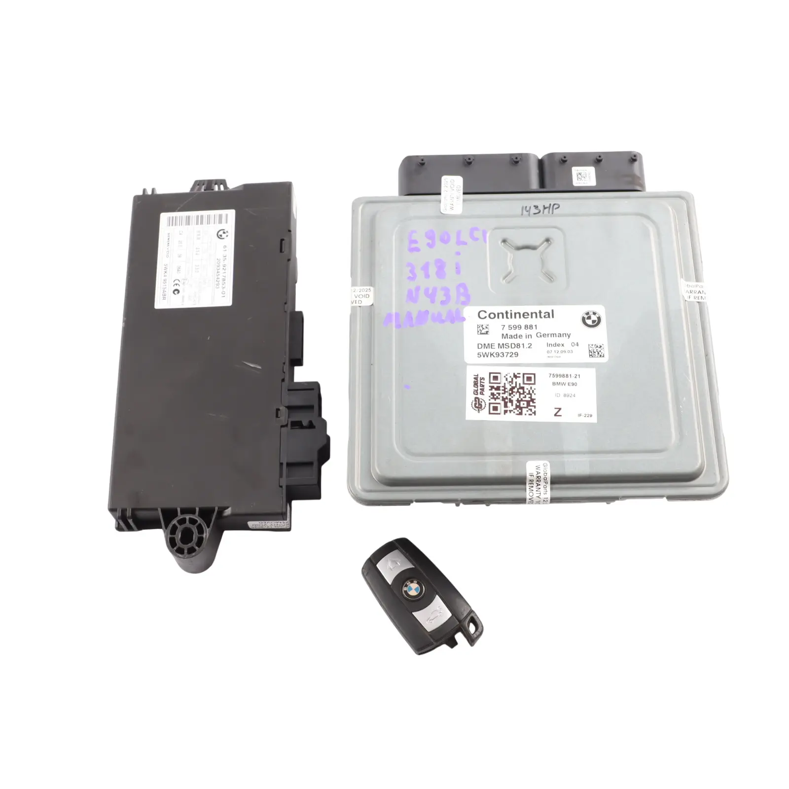 BMW E87 LCI E90 E91 118i 318i N43 143HP Engine ECU KIT DME 7599881 Manual