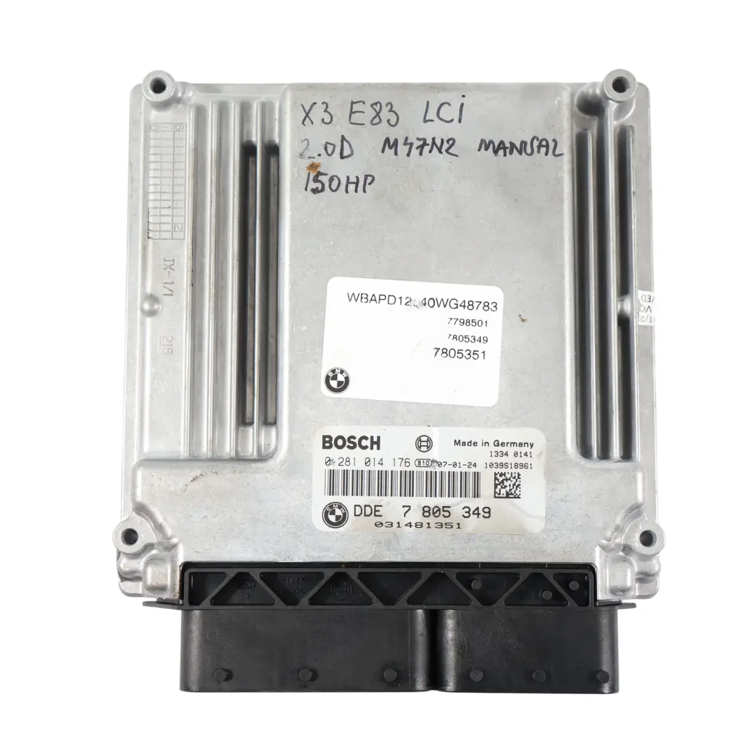 M47N2 2.0D 150HP Zestaw Sterownik Silnika DDE Manual do BMW X3 E83 LCI o numerze 7805349 BMW X3 E83 LCI M47N2 2.0D 150HP Zestaw Sterownik Silnika DDE Manual - SKU 7805349-3 - Numer Części 7805349