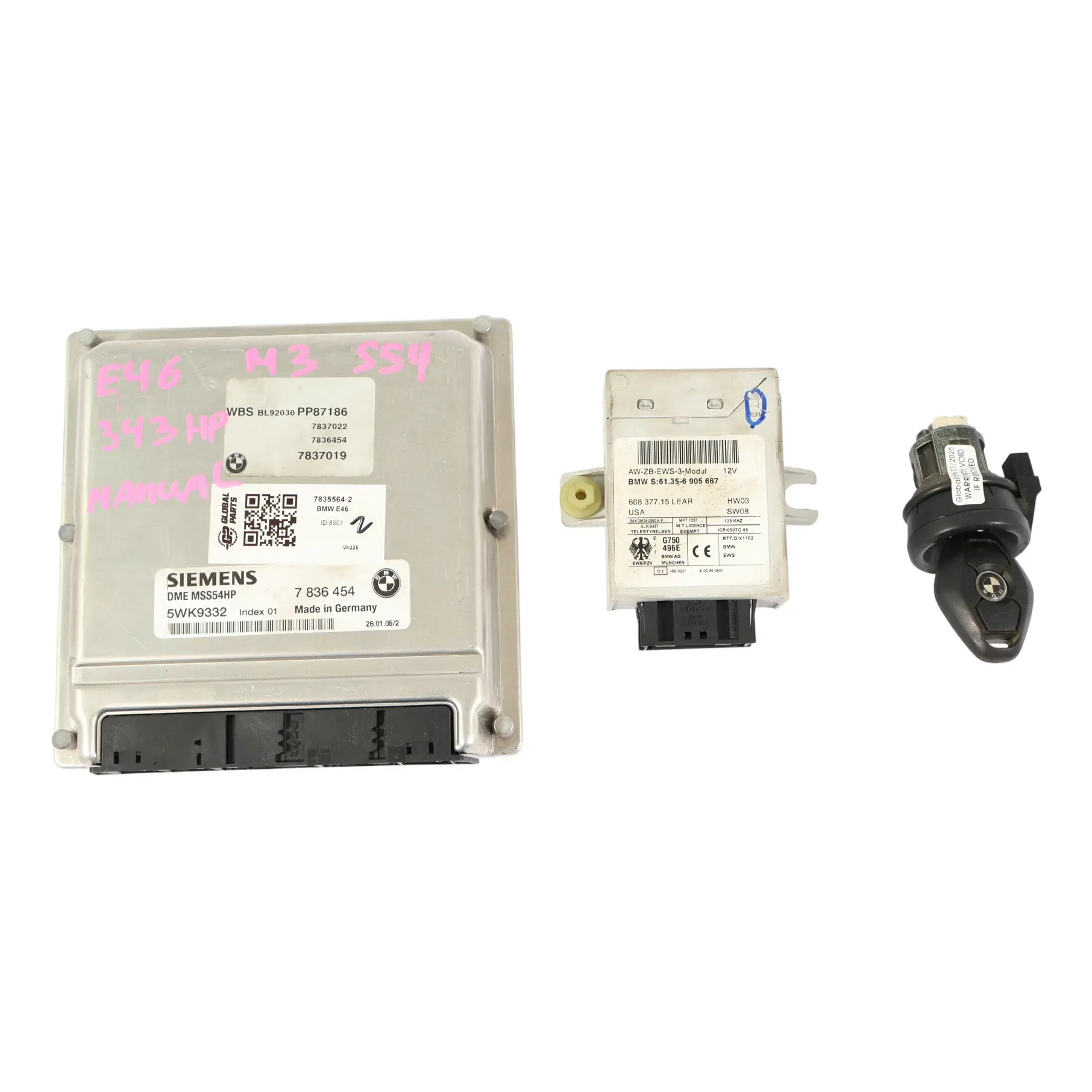 BMW E46 M3 S54 343HP ECU Unità Di Controllo Motore Kit DDE 7835564 Manuale