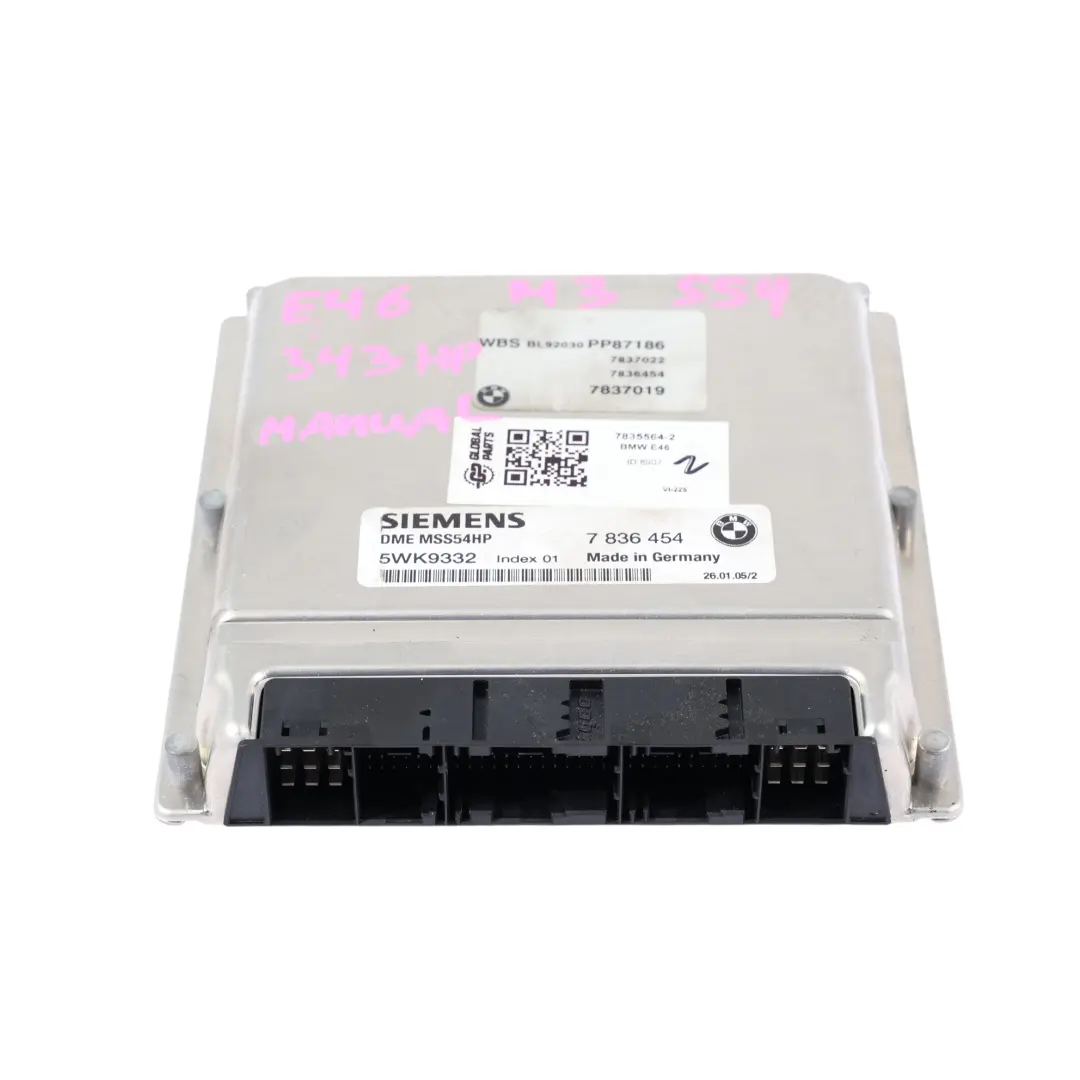 BMW E46 M3 S54 343 KM Sterownik Silnika ECU DDE Zestaw Manual - SKU 7835564-2 - Numer Części 7835564