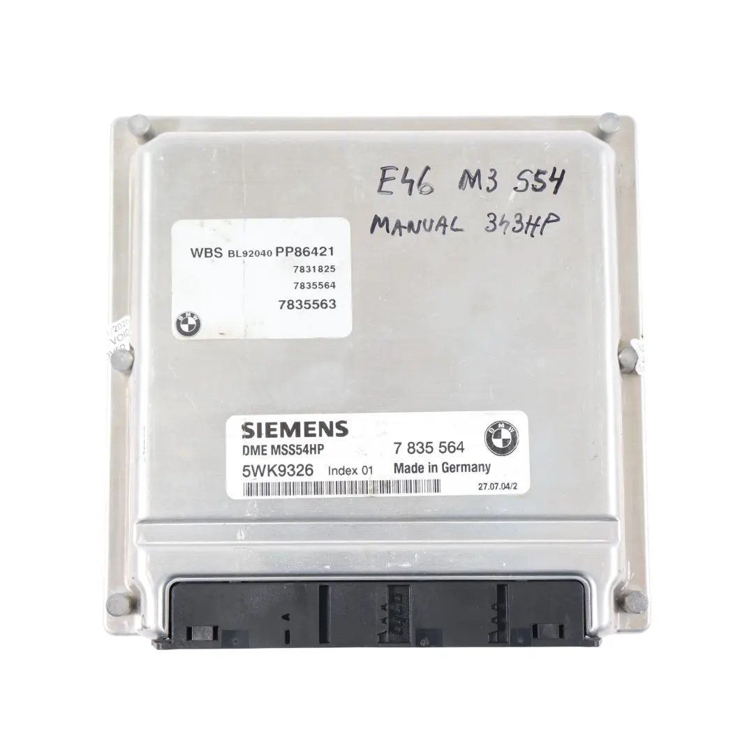 S54 343HP Engine Control Unit Kit ECU DDE Manual to BMW E46 M3 with Part number 7835564 BMW E46 M3 S54 343HP Engine Control Unit Kit ECU DDE Manual - SKU 7835564-3 - Part number 7835564