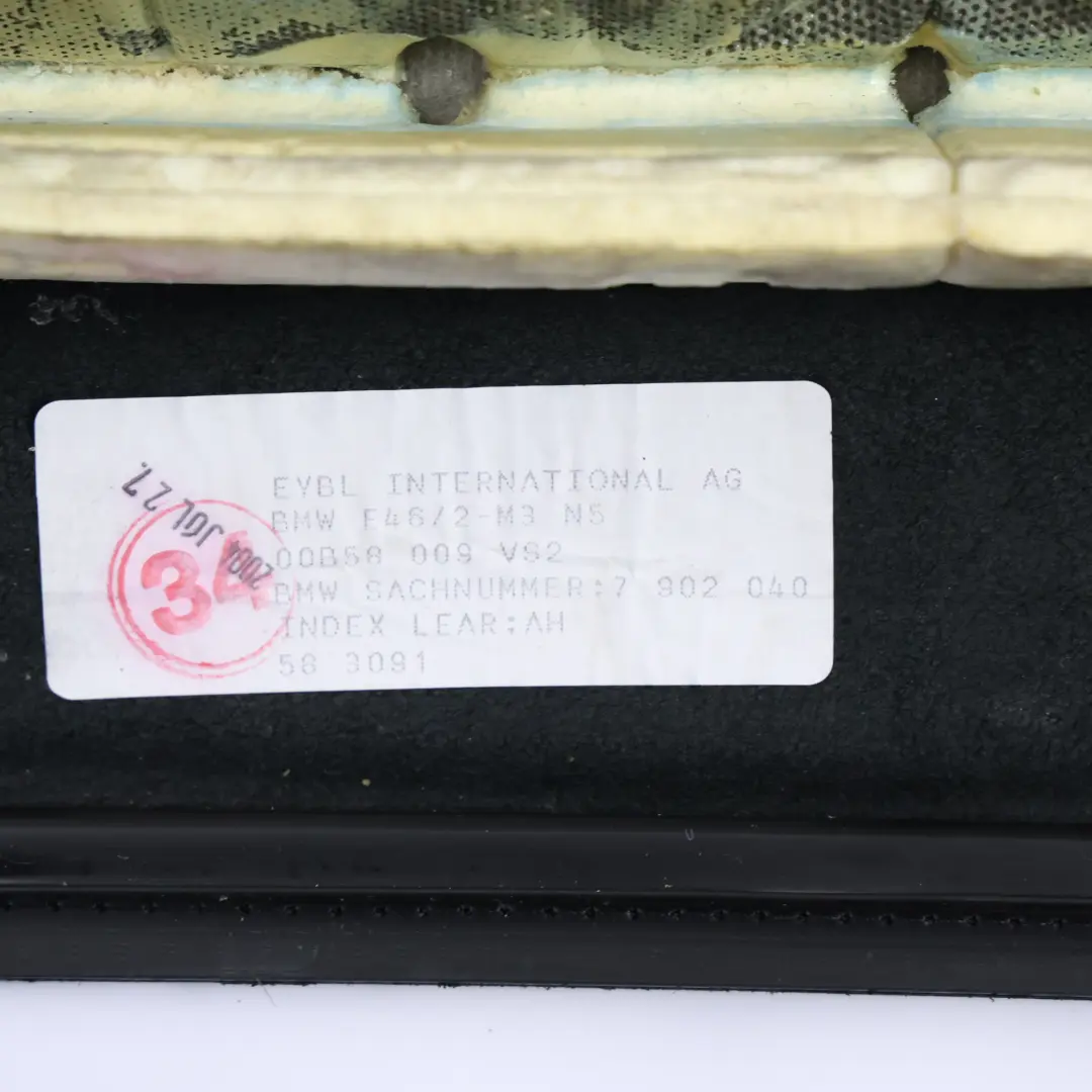 Vorder Sitz Bezug Unten Leder Nappa Schwarz 7902040 für BMW E46 M3 mit Teilenummer 7902070 BMW E46 M3 Vorder Sitz Bezug Unten Leder Nappa Schwarz 7902040 - SKU 7902070 - Teilenummer 7902070