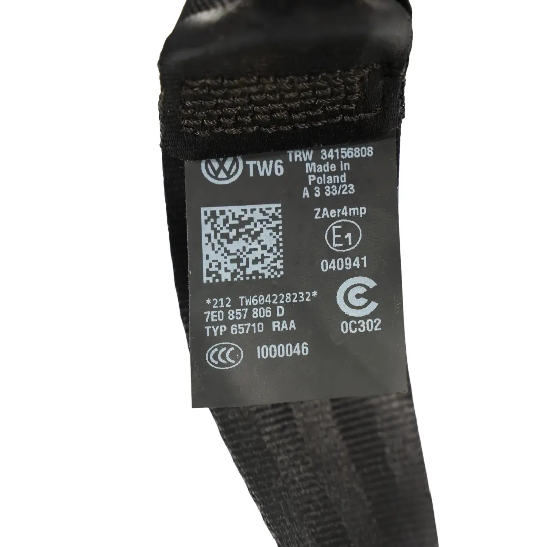 Volkswagen Transporter T6 Sicherheitsgurt Schwarz Vorne Rechts - SKU 7E0857806D - Teilenummer 7E0857806D