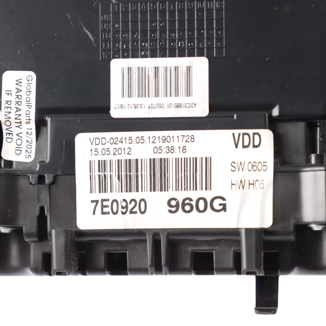VW Volkswagen Transporter T5 Instrument Cluster Speedo Diesel Manual - SKU RHD-7E0920960G - Part number 7E0920960G