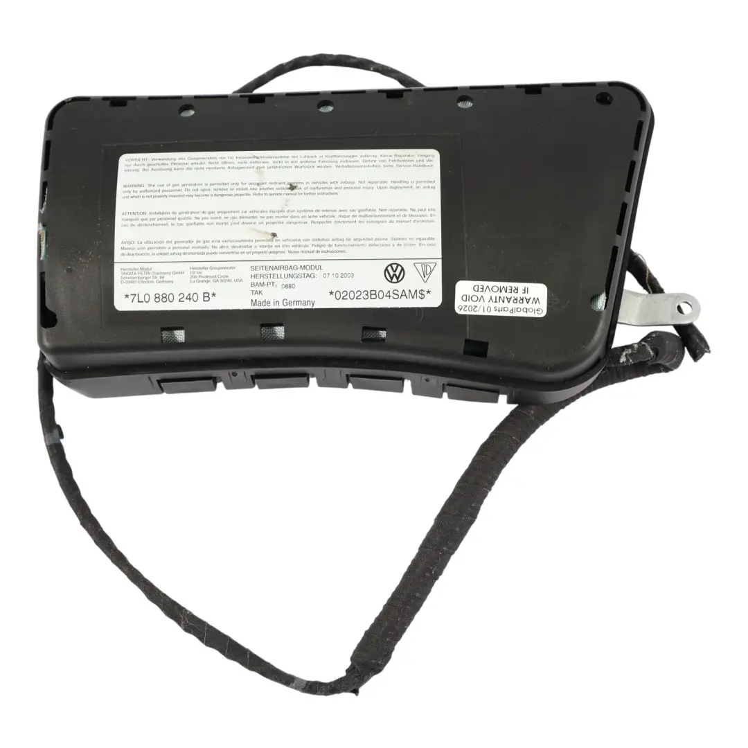 Modulo Aria Laterale Sedile Anteriore Destra per Porsche Cayenne 9PA con numero di parte 7L0880240B Porsche Cayenne 9PA Modulo Aria Laterale Sedile Anteriore Destra - SKU 7L0880240B - Numero di parte 7L0880240B