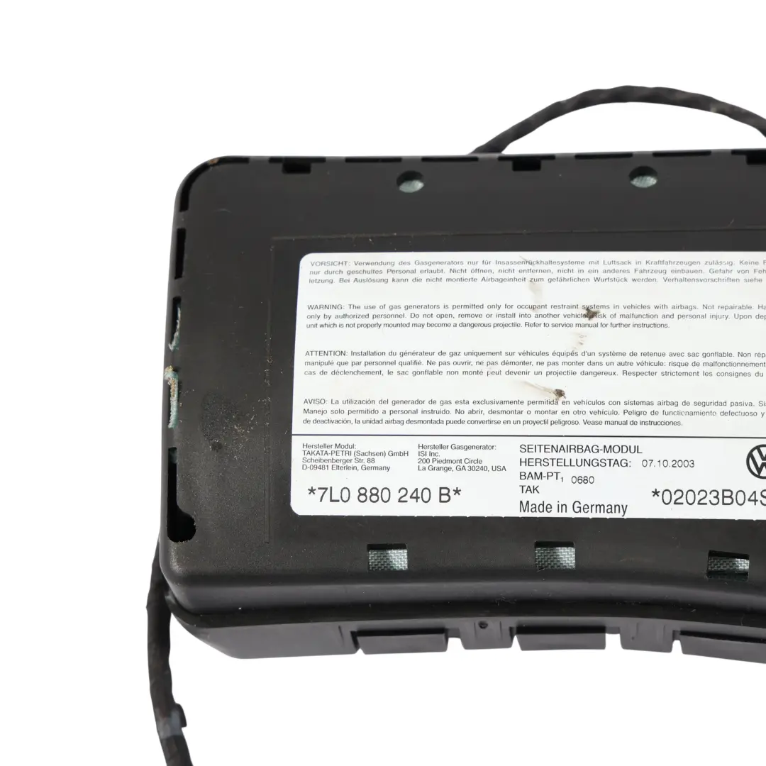 Front Seat Side Air Module Unit Right O/S to Porsche Cayenne 9PA with Part number 7L0880240B Porsche Cayenne 9PA Front Seat Side Air Module Unit Right O/S - SKU 7L0880240B - Part number 7L0880240B