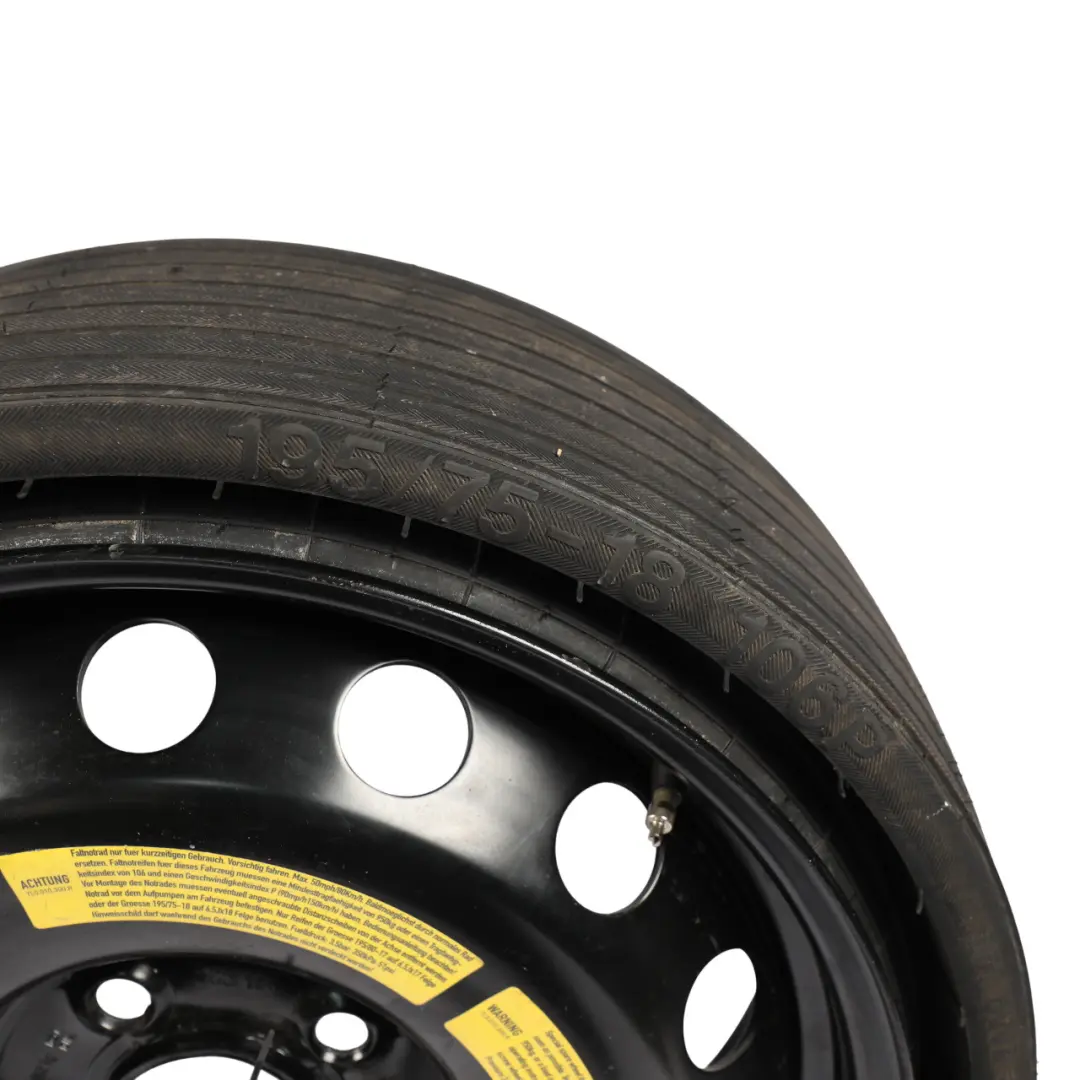 7L Space Wheel Steel Rim Spare Vredestein Tire 195/75 18" to VW Touareg with Part number 4L0601010A VW Touareg 7L Space Wheel Steel Rim Spare Vredestein Tire 195/75 18" - SKU 4L0601010A - Part number 4L0601010A