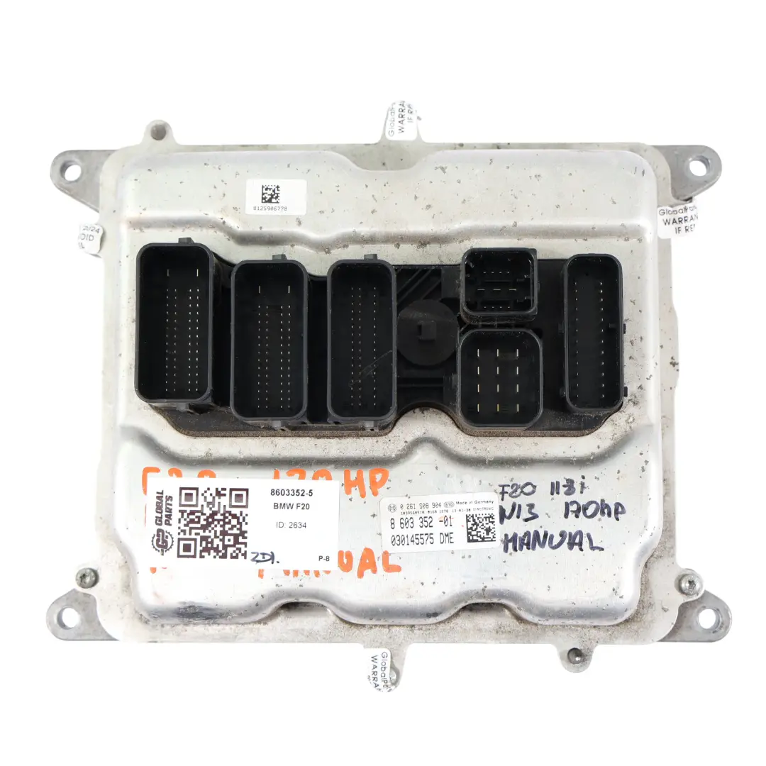 BMW F20 F21 F30 N13 1.6 170HP Módulo Control Motor ECU DME Kit Manual - SKU 8603352-5 - Número de pieza 8603352