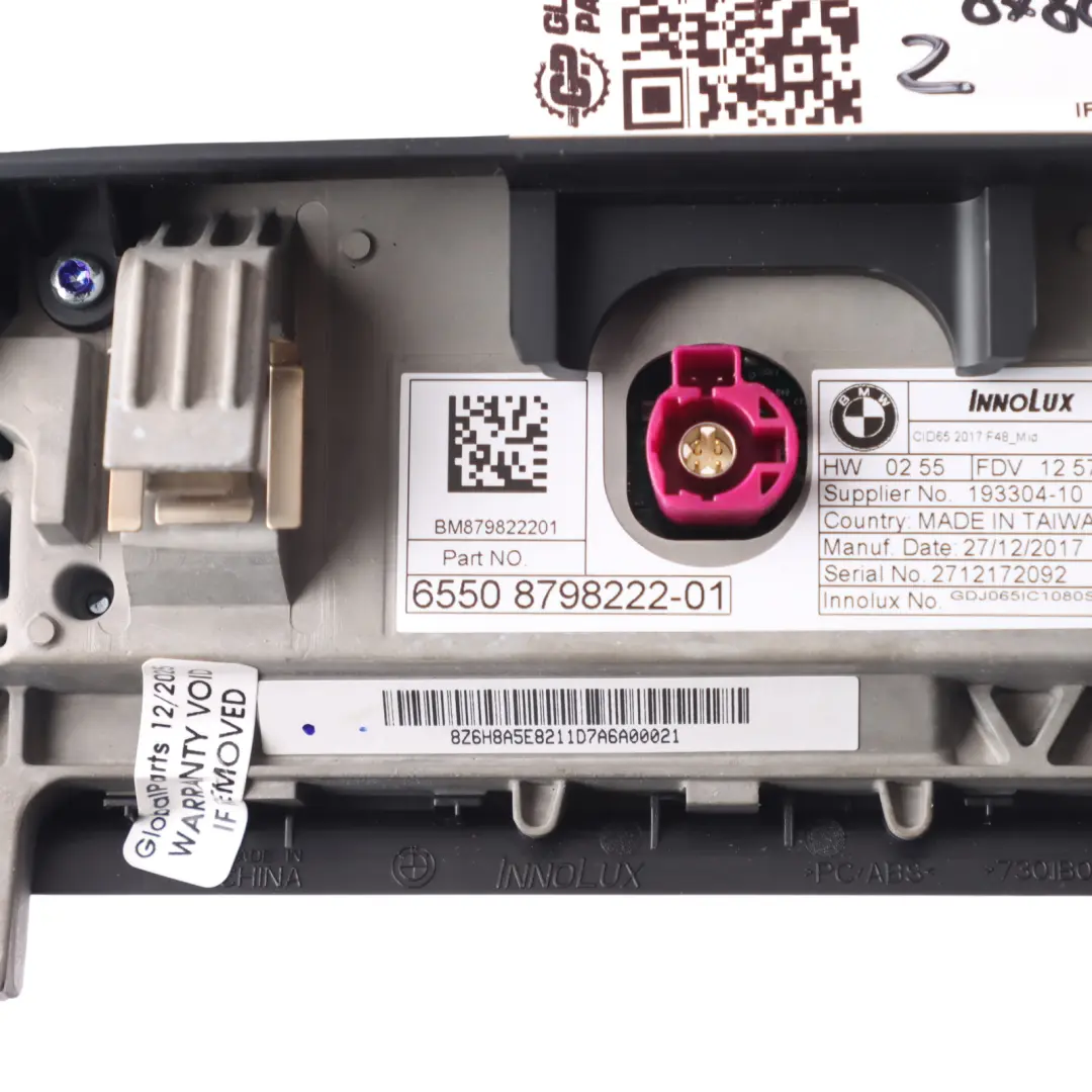 BMW X2 F39 X1 F48 Armaturenbrett MMI Multimedia Display Panel 6,5" - SKU 8798222 - Teilenummer 8798222