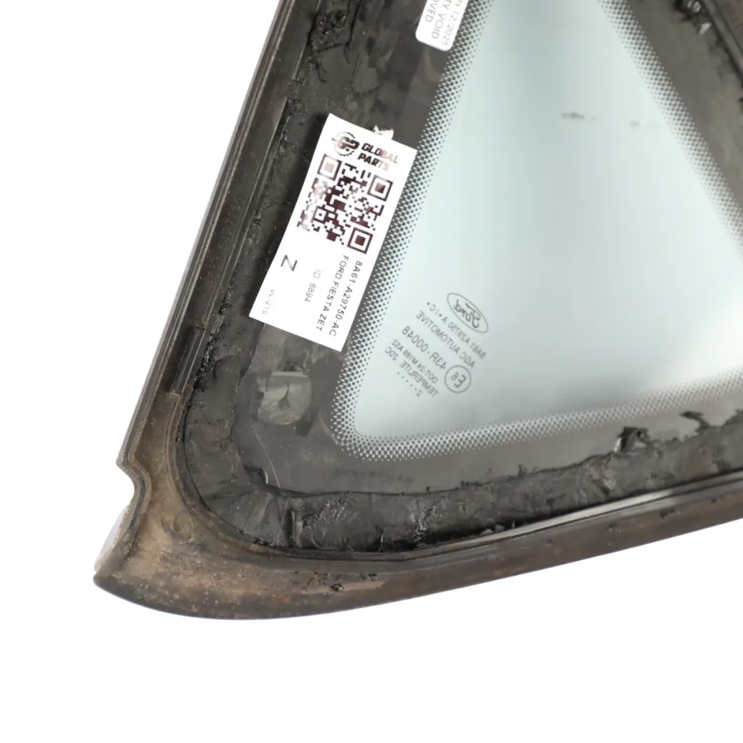 Quarter Glass Window Right O/S AS2 to Ford Fiesta Mk7 Rear with Part number 8A61-A29750-AC Ford Fiesta Mk7 Rear Quarter Glass Window Right O/S AS2 - SKU 8A61-A29750-AC - Part number 8A61-A29750-AC