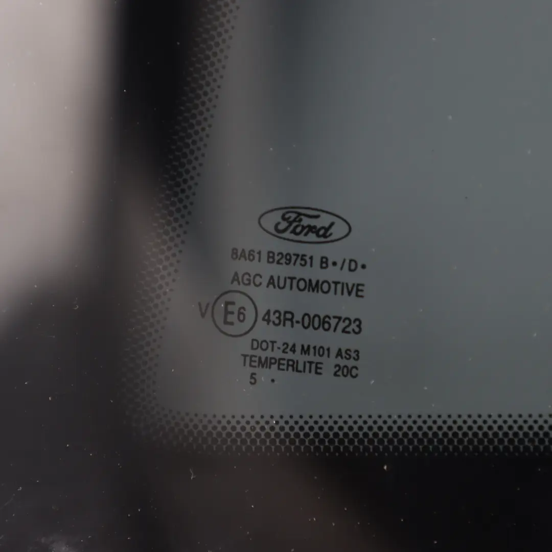 Ford Fiesta Mk7 Szyba Tylna Stała Przyciemniona AS3 Lewa - SKU 8A61-B29751-BD - Numer Części 8A61-B29751-BD