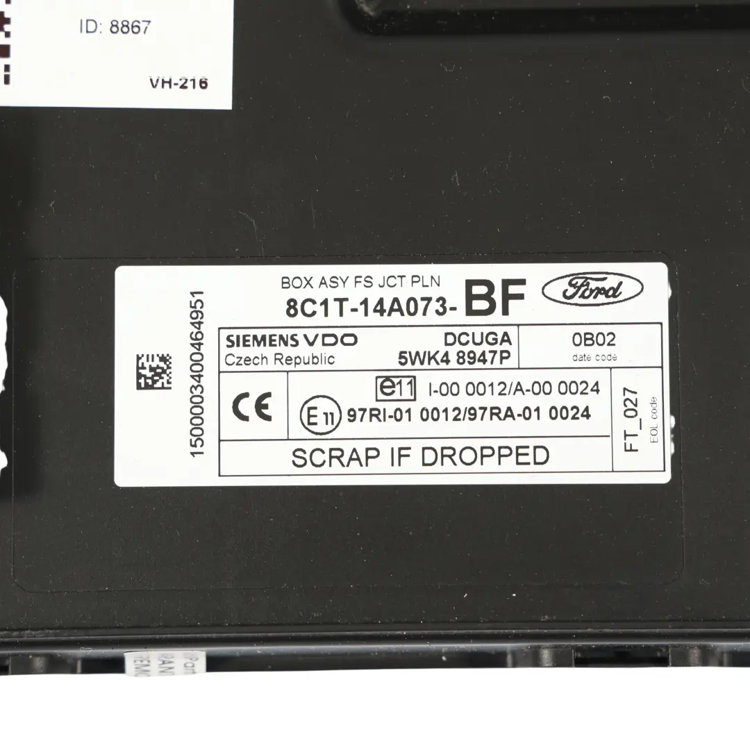 Boîte Fusibles Module Commande Carrosserie BCM pour Ford Transit MK7 à propos du numéro de pièce 8C1T-14A073-BF Ford Transit MK7 Boîte Fusibles Module Commande Carrosserie BCM - SKU 8C1T-14A073-BF - Numéro de pièce 8C1T-14A073-BF