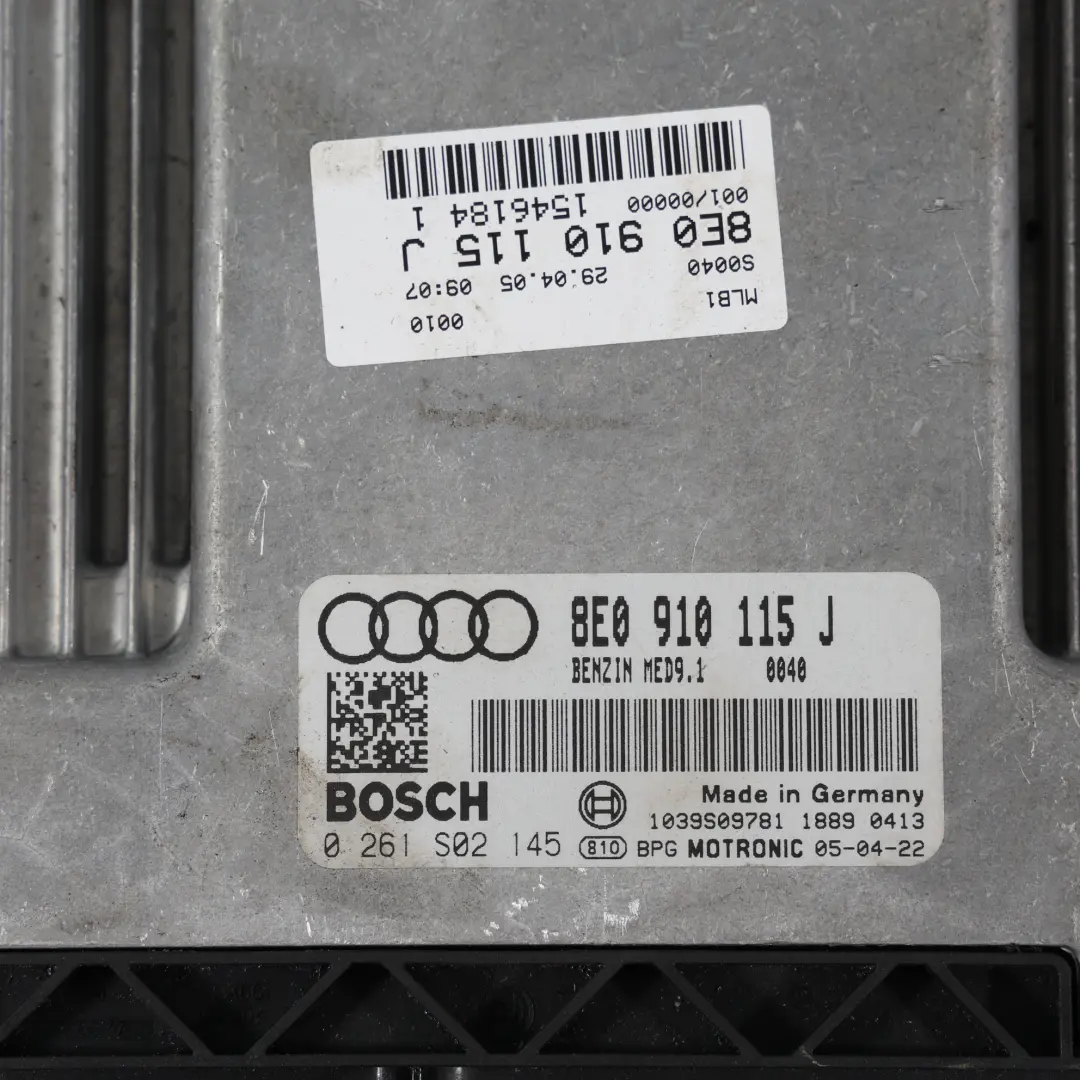 Audi A4 B7 2.0 TFSI BGB 200HP Quattro Motor Steuerung ECU Manual - SKU 8E0910115J - Teilenummer 8E0910115J