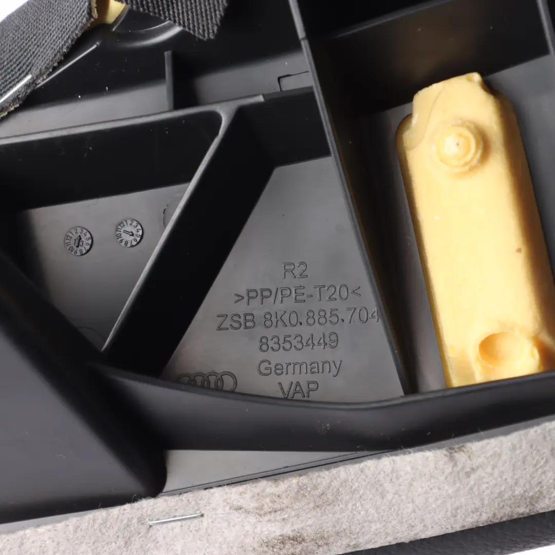 Audi A4 B8 A5 8T Rear Seat Side Cover Trim Right O/S Soul Black - SKU 8K0885704 - Part number 8K0885704