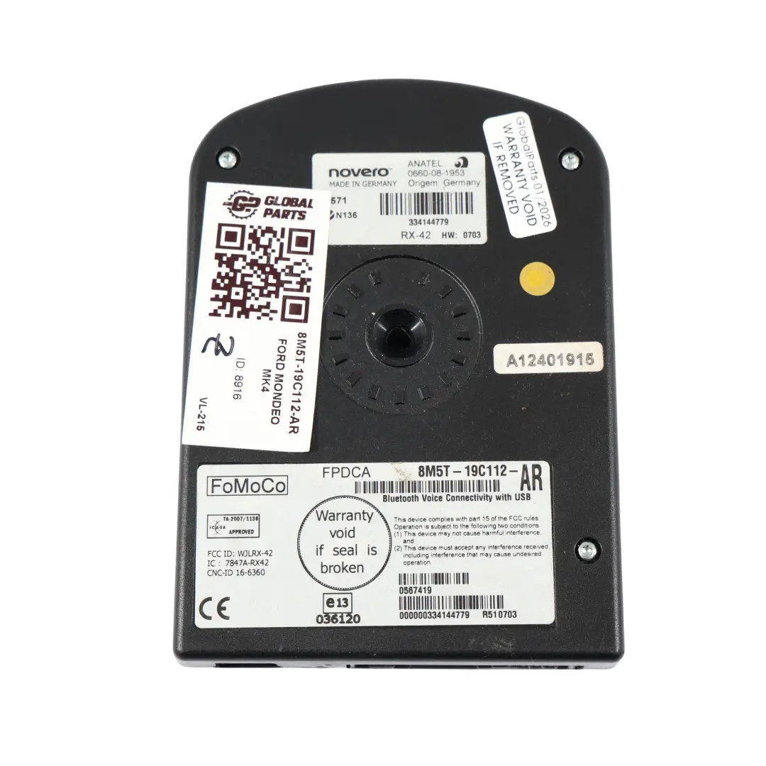 Ford Mondeo Mk4 Bluetooth USB Módulo Unidad Control - SKU 8M5T-19C112-AR - Número de pieza 8M5T-19C112-AR
