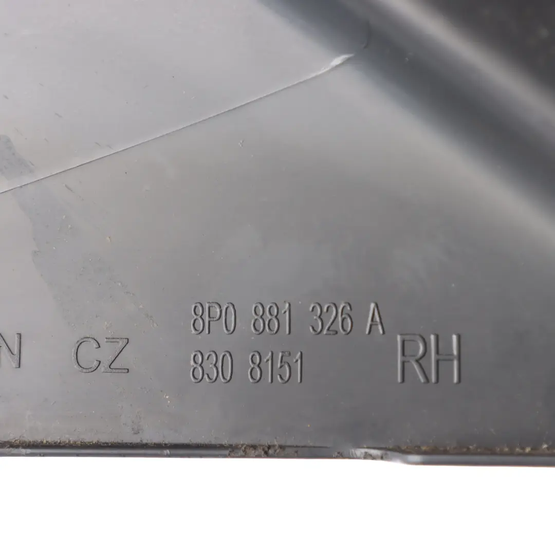 Audi A3 8P Osłona Zaślepka Fotela Przedniego Czarna Prawa Przód - SKU 8P0881326A - Numer Części 8P0881326A