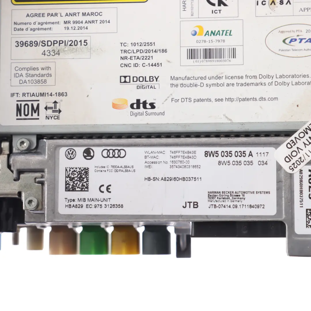 Audi A4 B9 A5 F5 Q5 FY MMI Multimedia Navigation Control Head Unit - SKU 8W5035035A-1 - Part number 8W5035035A