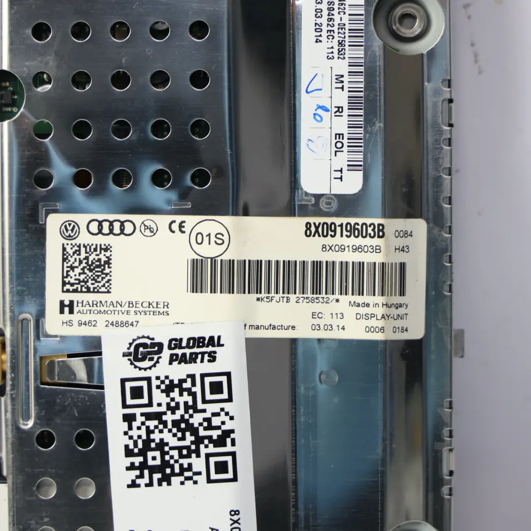 Audi S1 8X Stereo Display Media SAT NAV Screen MMI Multifunction - SKU 8X0919603B - Part number 8X0919603B
