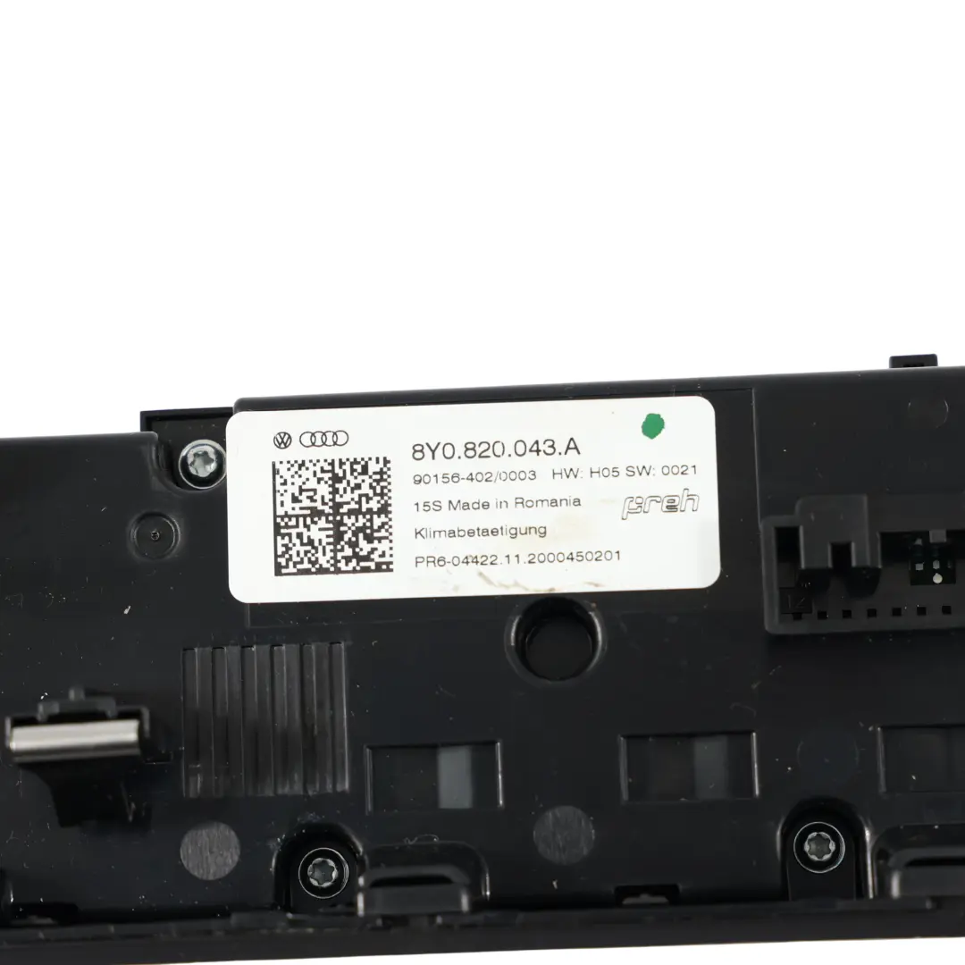 8Y Air Conditioning Panel Heater Climate Control Unit to Audi A3 S3 RS3 with Part number 8Y0820043A Audi A3 S3 RS3 8Y Air Conditioning Panel Heater Climate Control Unit - SKU 8Y0820043A-1 - Part number 8Y0820043A