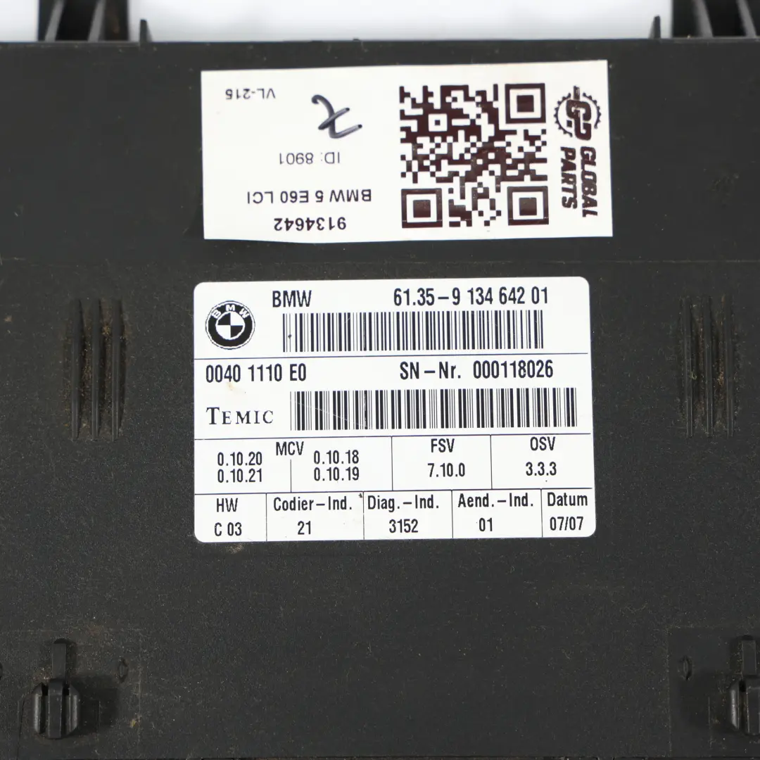 Front Seat Control Module Unit ECU Left Right N/O/S to BMW E60 LCI with Part number 9134642 BMW E60 LCI Front Seat Control Module Unit ECU Left Right N/O/S - SKU 9134642 - Part number 9134642