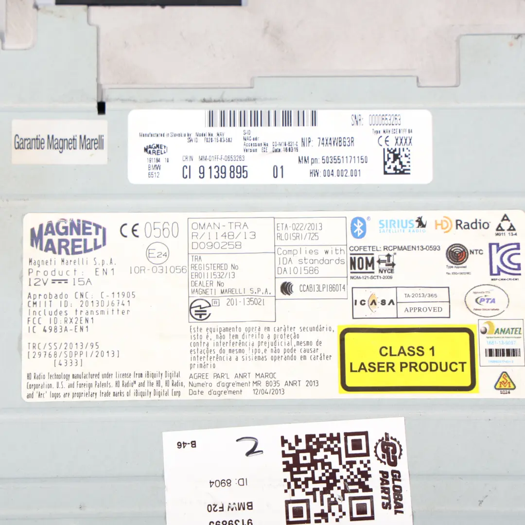 BMW F20 F21 F30 F31 Mini F56 Unidad Principal De Navegación Multimedia - SKU 9139895 - Número de pieza 9139895