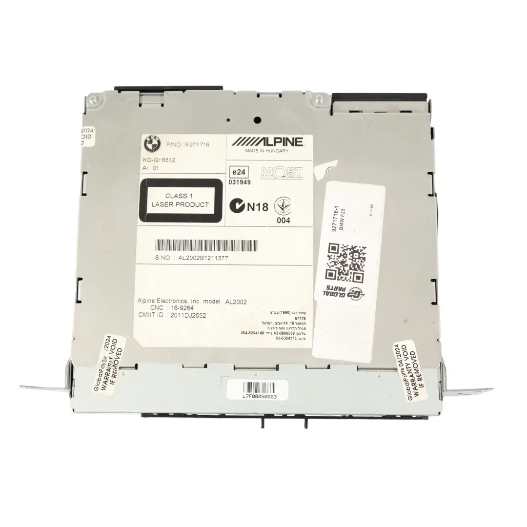 Autoradio CD Multimédia Alpine pour BMW F20 F30 à propos du numéro de pièce 9271716 BMW F20 F30 Autoradio CD Multimédia Alpine - SKU 9271716-1 - Numéro de pièce 9271716