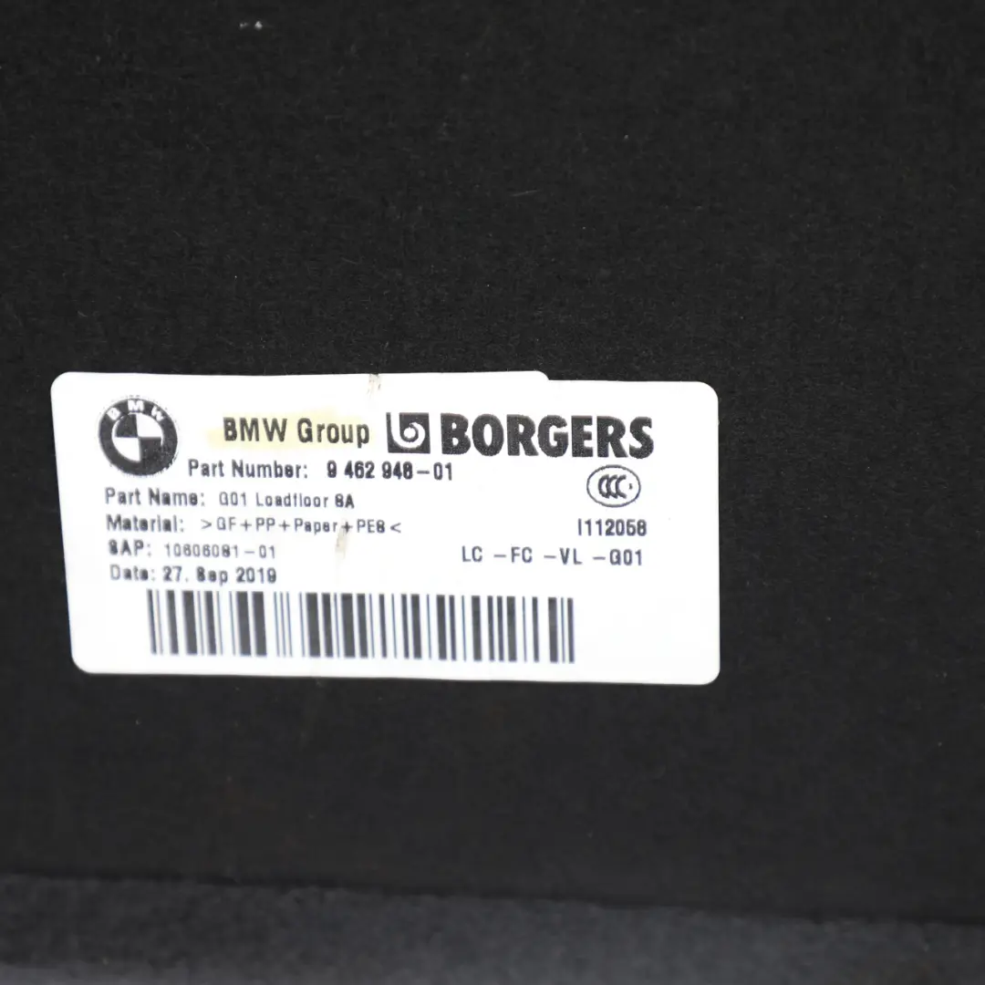 BMW X3 G01 Boot Trunk Floor Carpet Luggage Compartment Cover Black - SKU 9462948 - Part number 9462948