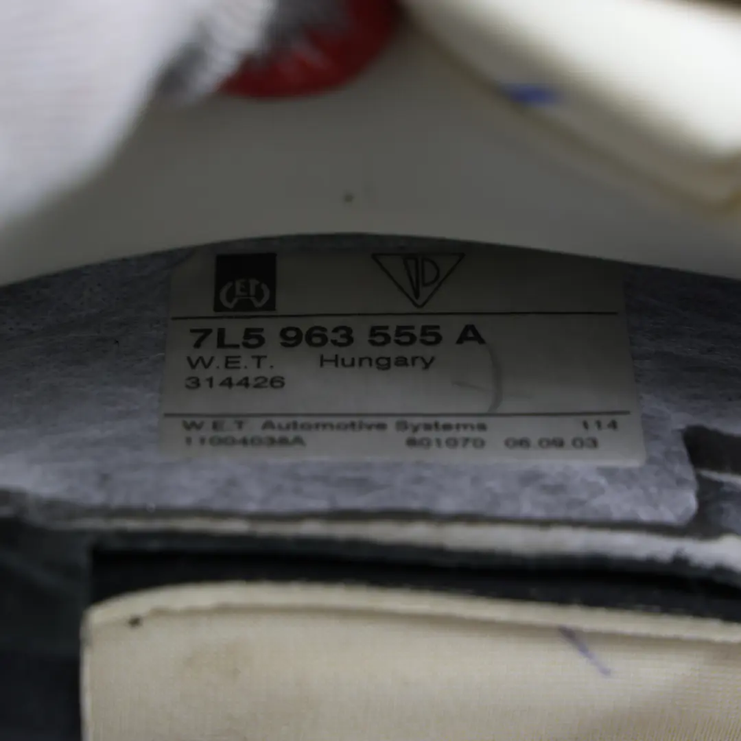 Porsche Cayenne 9PA Asiento Delantero Cojín Calefactable Cuero Negro Derecho - SKU 95552115401 - Número de pieza 95552115401