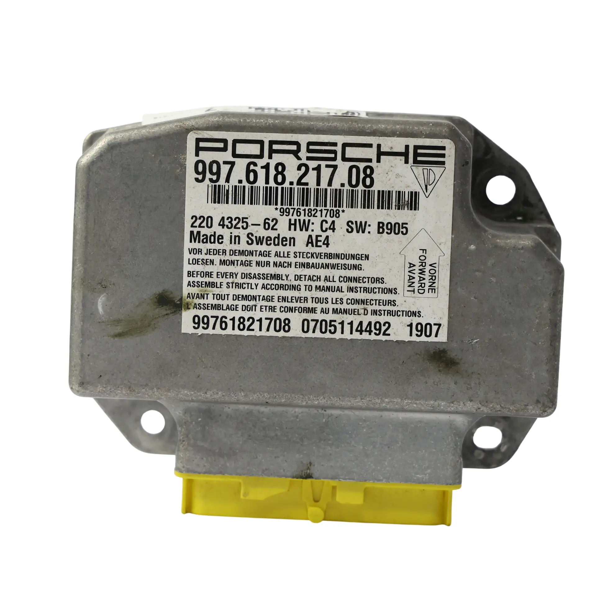 Porsche Cayman 987C Moduł Sensor Poduszki Powietrznej Airbag 99761821708