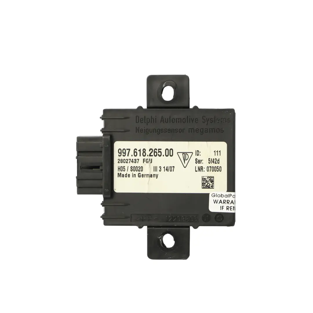 Porsche Cayman 987C Module De Commande D'Alarme D'Inclinaison - SKU 99761826500 - Numéro de pièce 99761826500