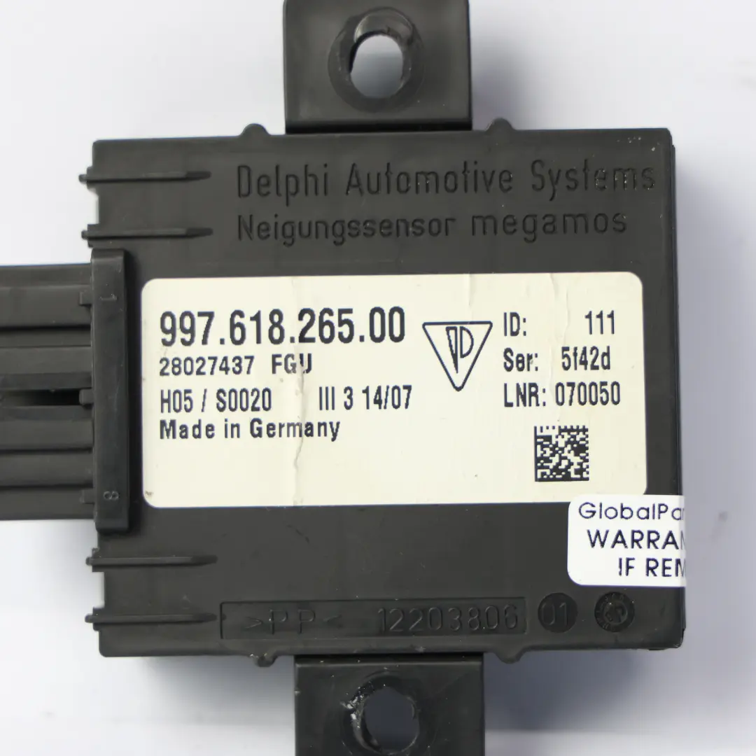 987C Tilt Alarm Control Unit Module to Porsche Cayman with Part number 99761826500 Porsche Cayman 987C Tilt Alarm Control Unit Module - SKU 99761826500 - Part number 99761826500