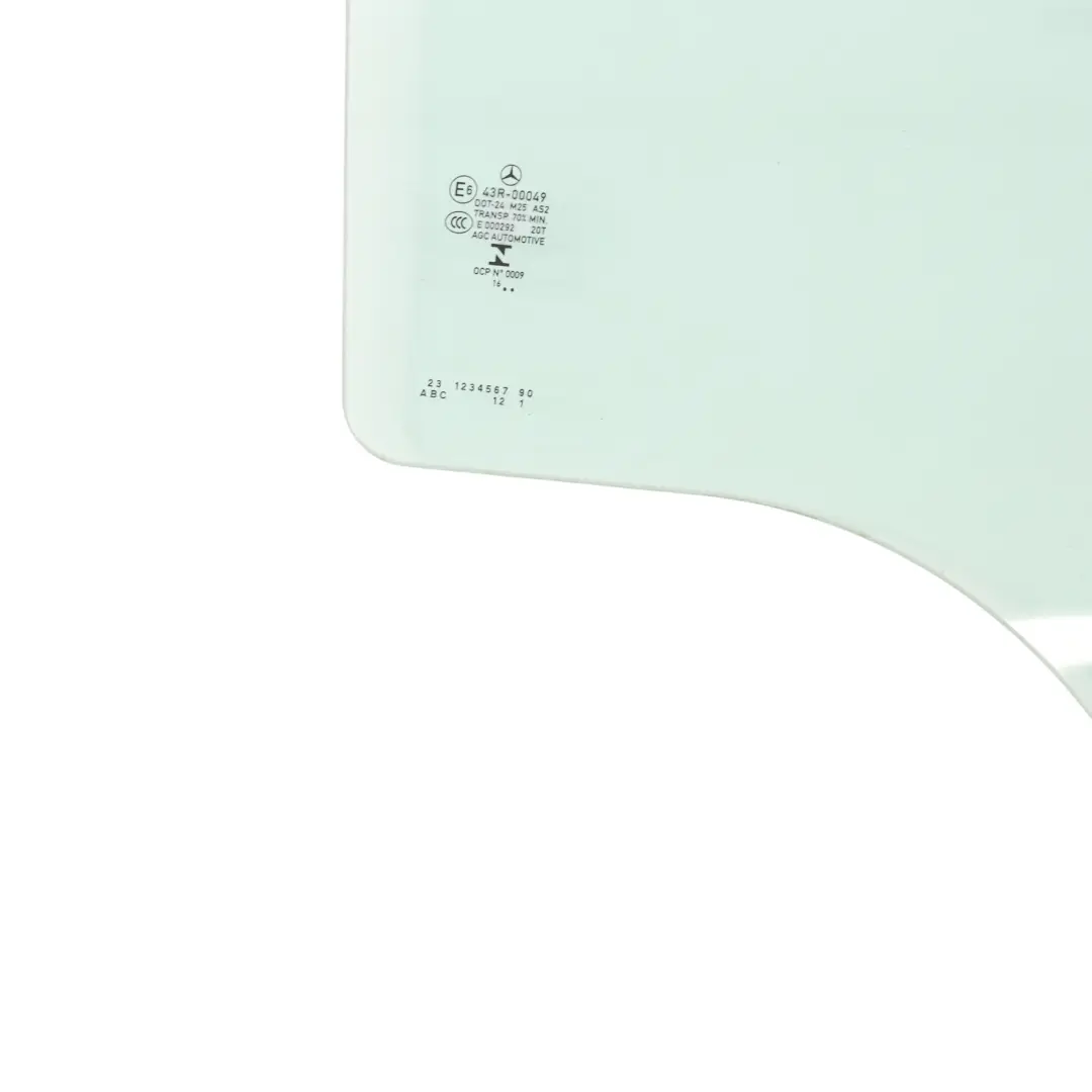 Vetro Finestra Porta Posteriore Destra Verde AS2 per Mercedes S205 con numero di parte A2057350310 Mercedes S205 Vetro Finestra Porta Posteriore Destra Verde AS2 - SKU A2057350310 - Numero di parte A2057350310