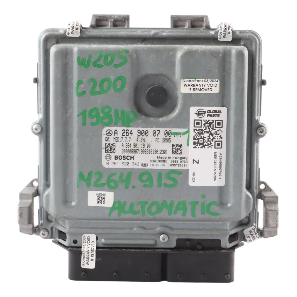 Mercedes W205 C200 264.915 198HP Engine Control ECU Kit A2649000700 Automatic