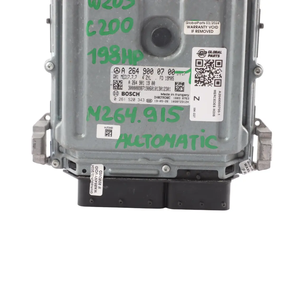 Mercedes W205 C200 264.915 198HP Engine Control ECU Kit Automatic - SKU A2649000700-1 - Part number A2649000700