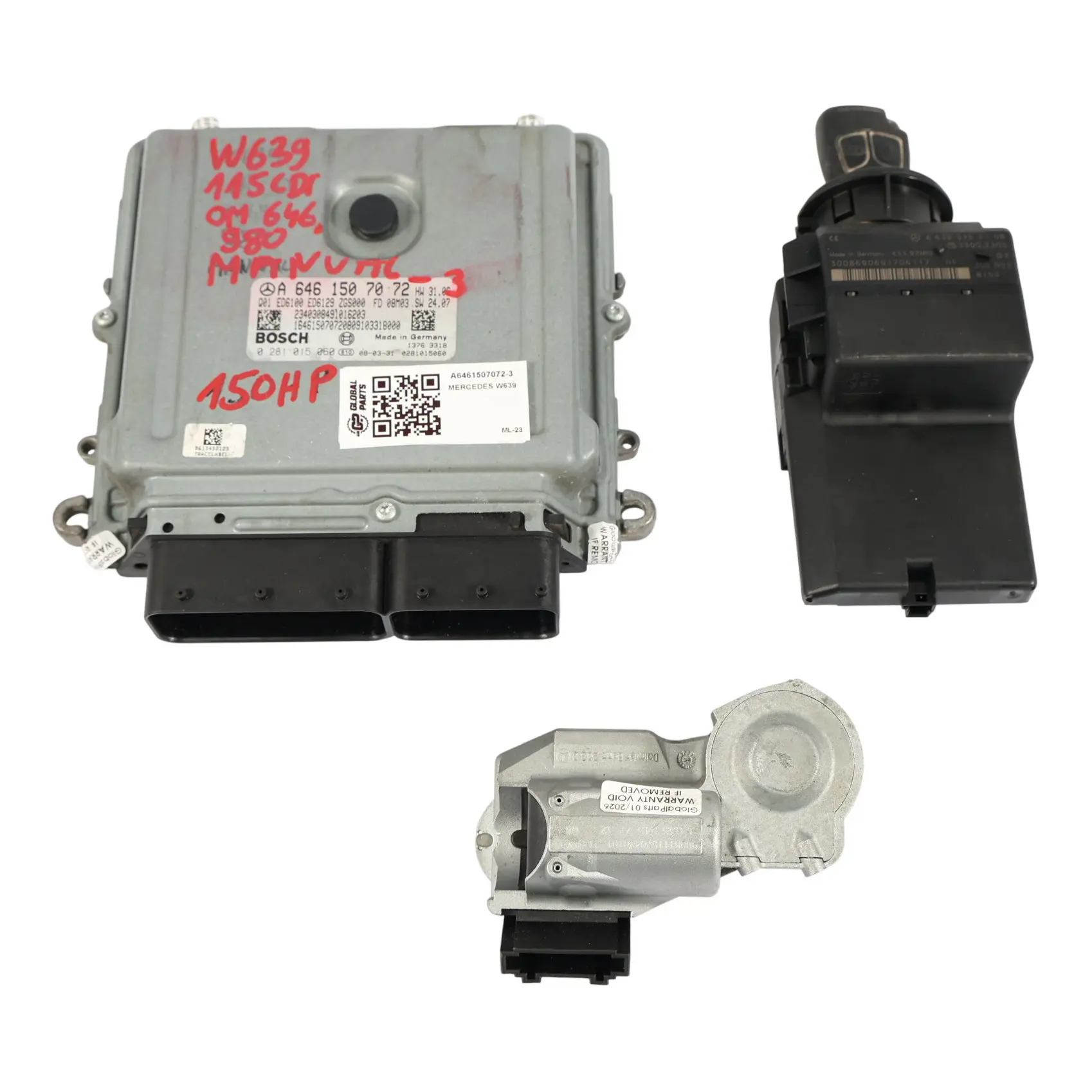 Mercedes W639 115 CDI OM646.980 150 Ch Kit De Module Moteur ECU A6461507072