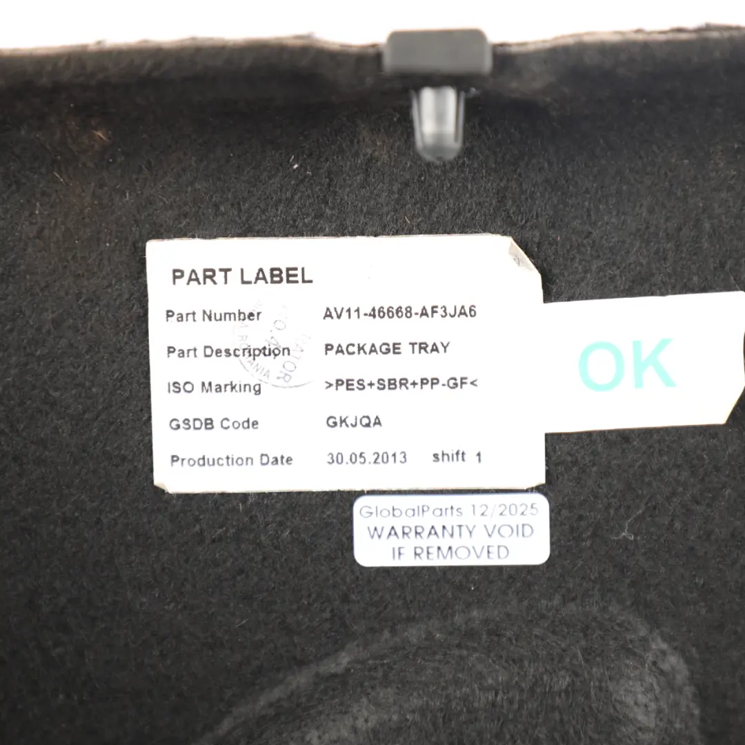 Ford B-Max Mk1 Rear Parcel Shelf Luggage Compartment Panel - SKU AV11-46668-AF3JA6 - Part number AV11-46668-AF3JA6