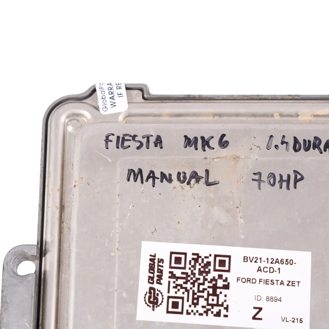 Ford Fiesta Mk7 1.4 TDCI 70 CV KVJA ECU Control Motor Manual - SKU BV21-12A650-ACD-1 - Número de pieza BV21-12A650-ACD