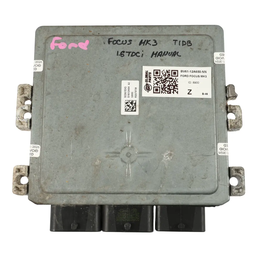 Ford Focus Mk3 1.6 TDCI T1DB 115PS Motor Steuergerät ECU Manuel - SKU BV61-12A650-NN - Teilenummer BV61-12A650-NN