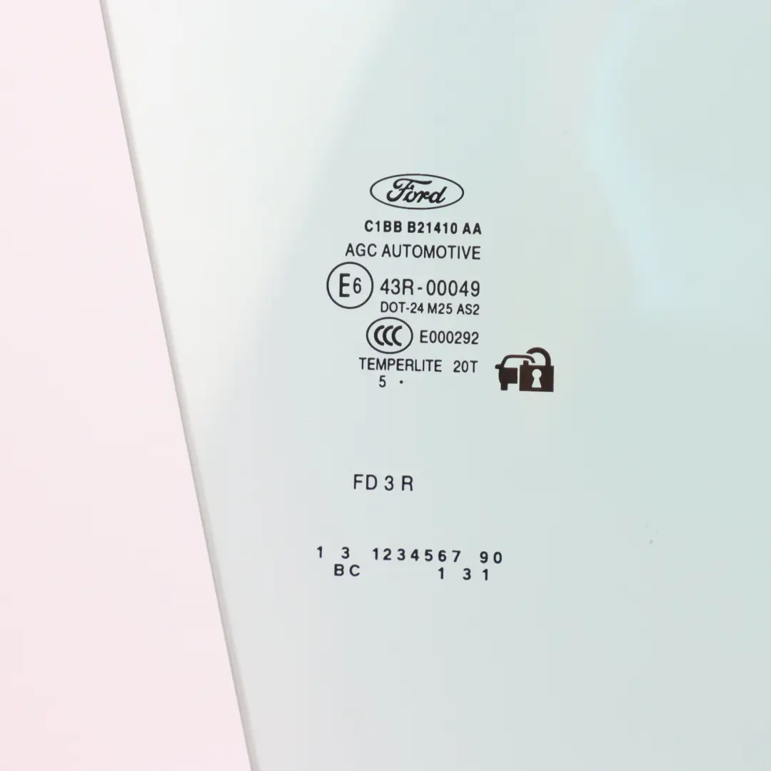 Front Door Window Glass Glazing AS2 Right O/S to Ford Fiesta Mk7 with Part number C1BB-B21410-AA Ford Fiesta Mk7 Front Door Window Glass Glazing AS2 Right O/S - SKU C1BB-B21410-AA - Part number C1BB-B21410-AA