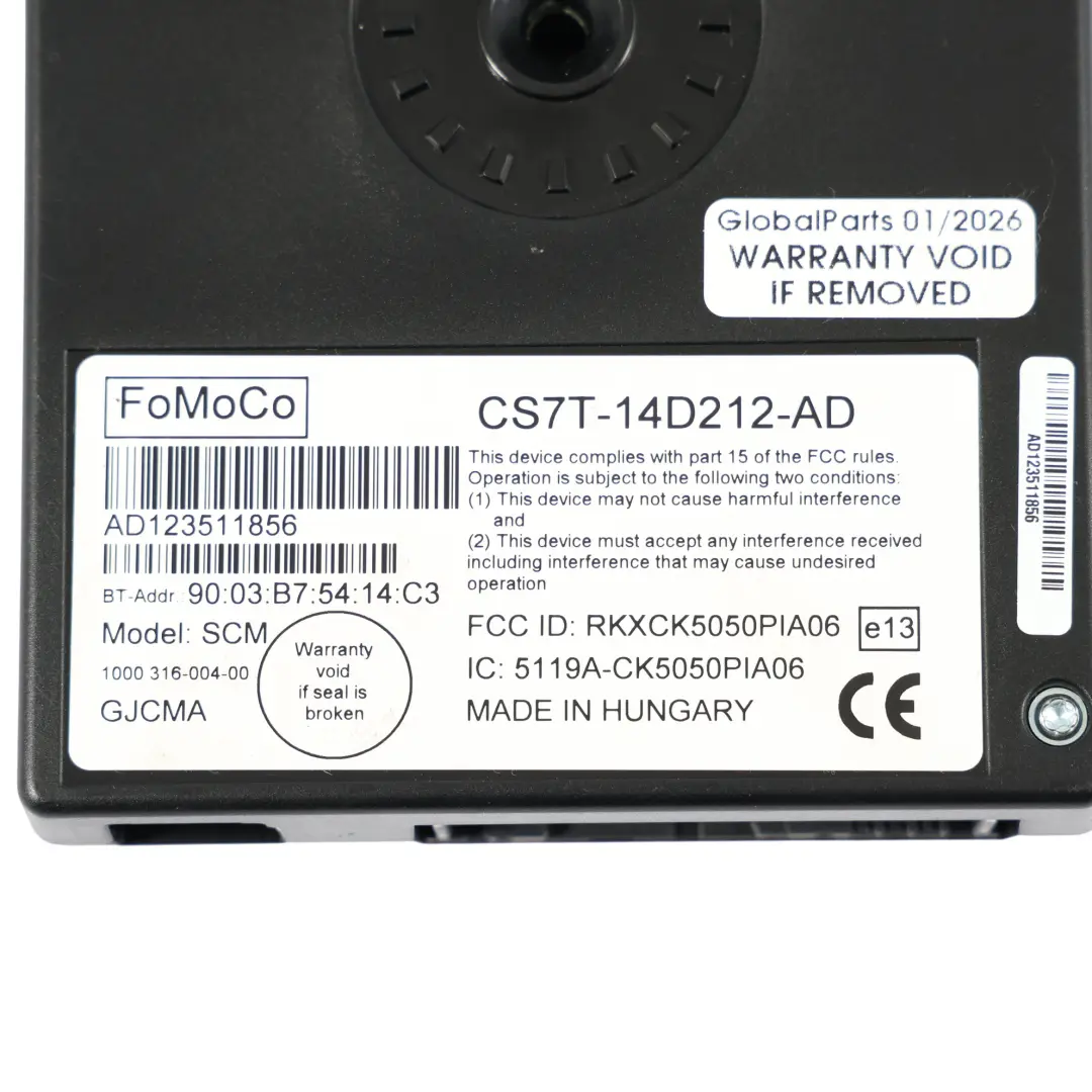 Ford Fiesta Mk7 Bluetooth Voice Box Steuermodul Konnektivität - SKU CS7T-14D212-AD - Teilenummer CS7T-14D212-AD
