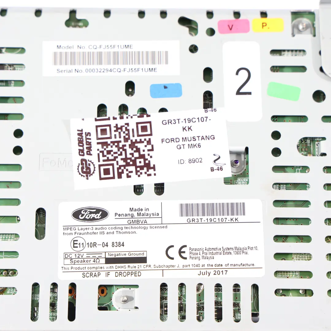 Ford Mustang Mk6 GT Radio Stereo Lettore Multimediale Principale - SKU GR3T-19C107-KK - Numero di parte GR3T-19C107-KK