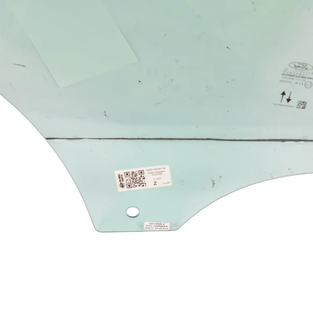 Vitre De Porte Avant Gauche Verte AS2 pour Ford Transit Custom à propos du numéro de pièce KK21-V21411-A Ford Transit Custom Vitre De Porte Avant Gauche Verte AS2 - SKU KK21-V21411-A - Numéro de pièce KK21-V21411-A