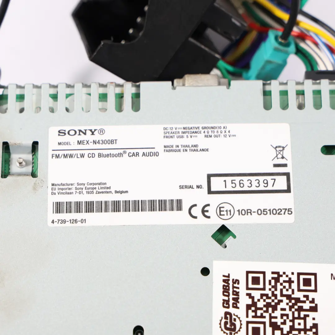  Genuine Sony Bluetooth USB Stereo Audio Player Head Unit - SKU MEX-N4300BT - Part number MEX-N4300BT