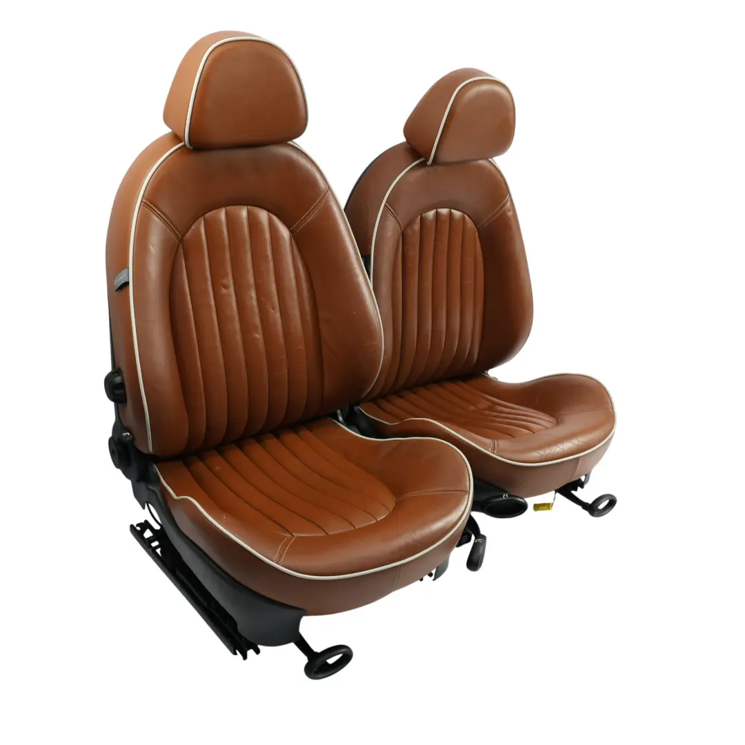 Heated Sport Malt Brown Leather English Seats Front Rear Seat Sidewalk to Mini with Part number R52 Mini Heated Sport Malt Brown Leather English Seats Front Rear Seat Sidewalk - SKU R52-SPORT-LEATHER-SEATS-SET - Part number R52