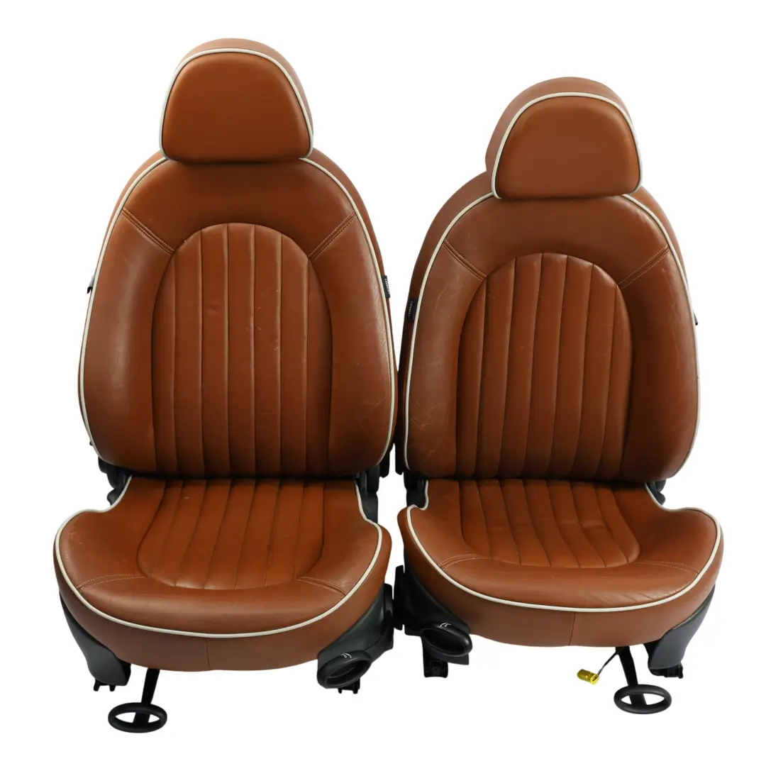 Heated Sport Malt Brown Leather English Seats Front Rear Seat Sidewalk to Mini with Part number R52 Mini Heated Sport Malt Brown Leather English Seats Front Rear Seat Sidewalk - SKU R52-SPORT-LEATHER-SEATS-SET - Part number R52