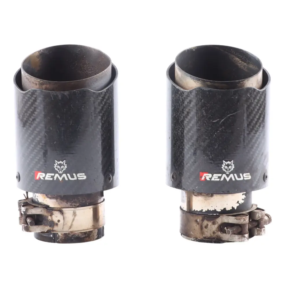 BMW F20 F21 Remus Exhaust Tips Muffler Pipe Tip Black Carbon Set M140i - SKU REMUS-F21-M140I - Part number REMUS-F21-M140I