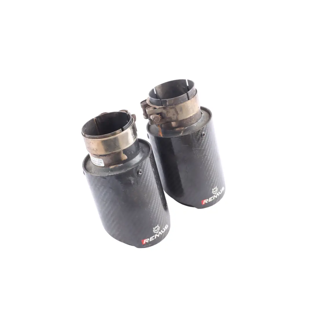 BMW F20 F21 Remus Exhaust Tips Muffler Pipe Tip Black Carbon Set M140i - SKU REMUS-F21-M140I - Part number REMUS-F21-M140I